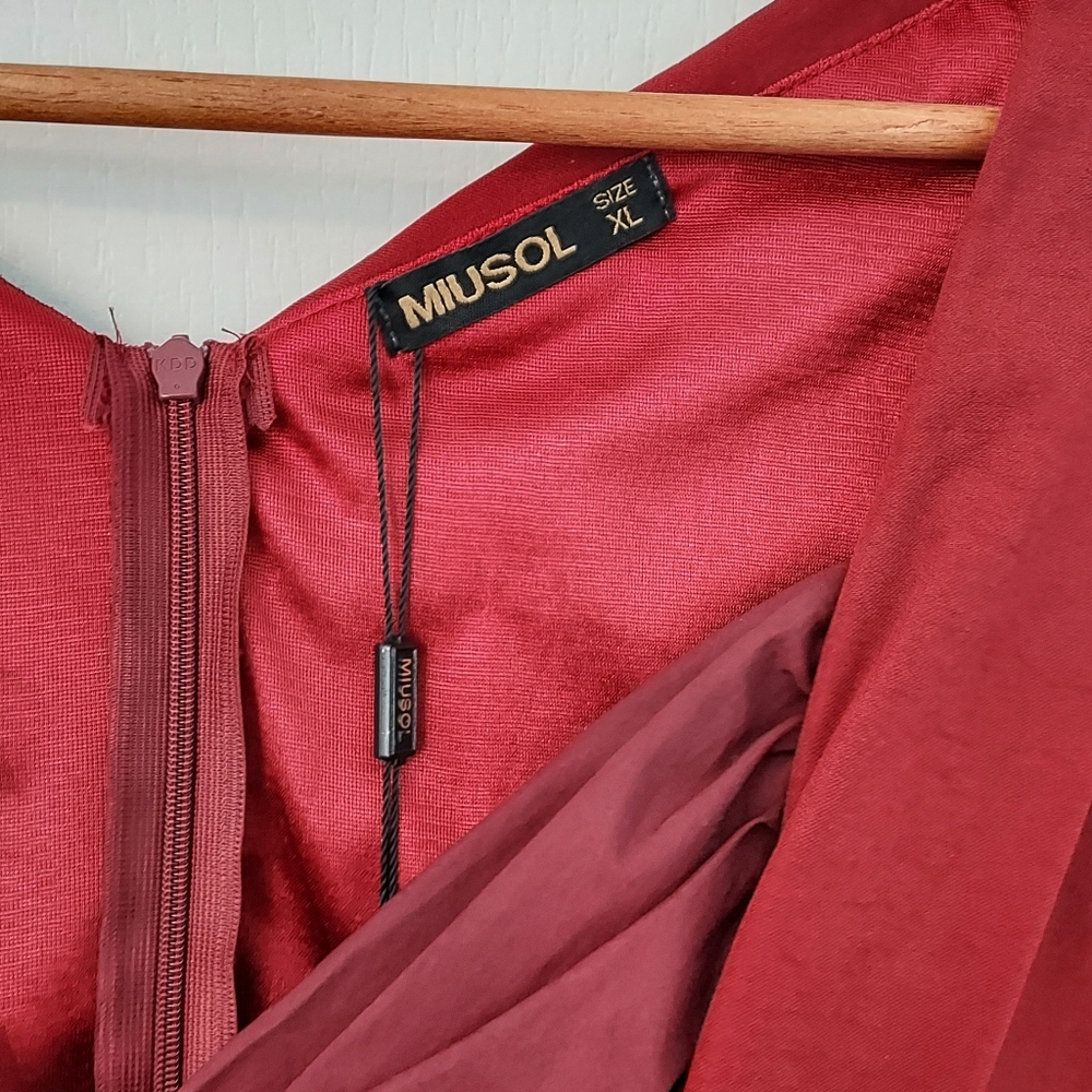 MIUSOL Elegant Vintage Style Burgundy Dress